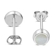  Mother of Pearl Oval Stud Silver Earrings - e359